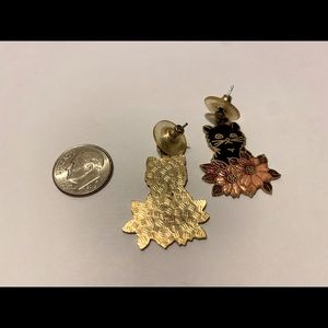 Gold Cat Cloisonné Post Earrings